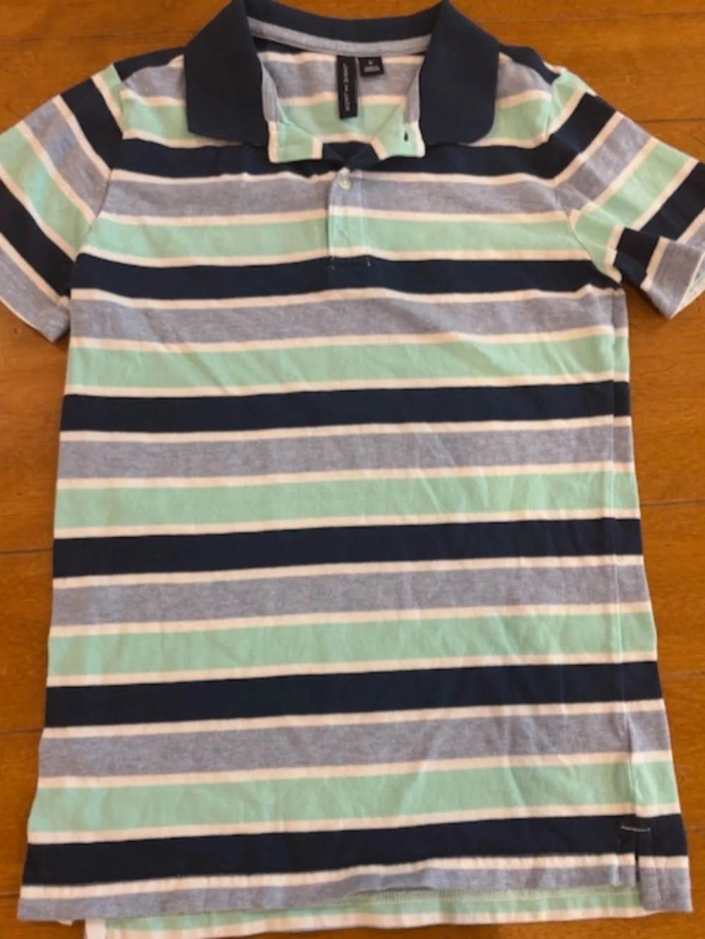 Janie & Jack Boys Blue/White Striped Short Sleeve Polo Shirt Cotton Sz 10